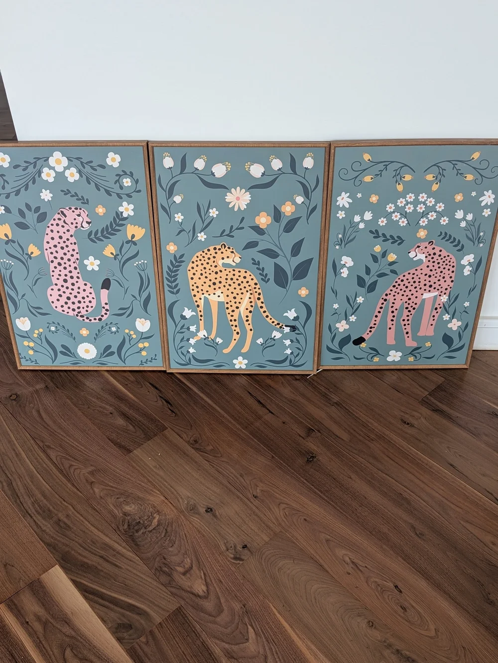 Cheetah Botanical framed canvas wall art Pre Owned,